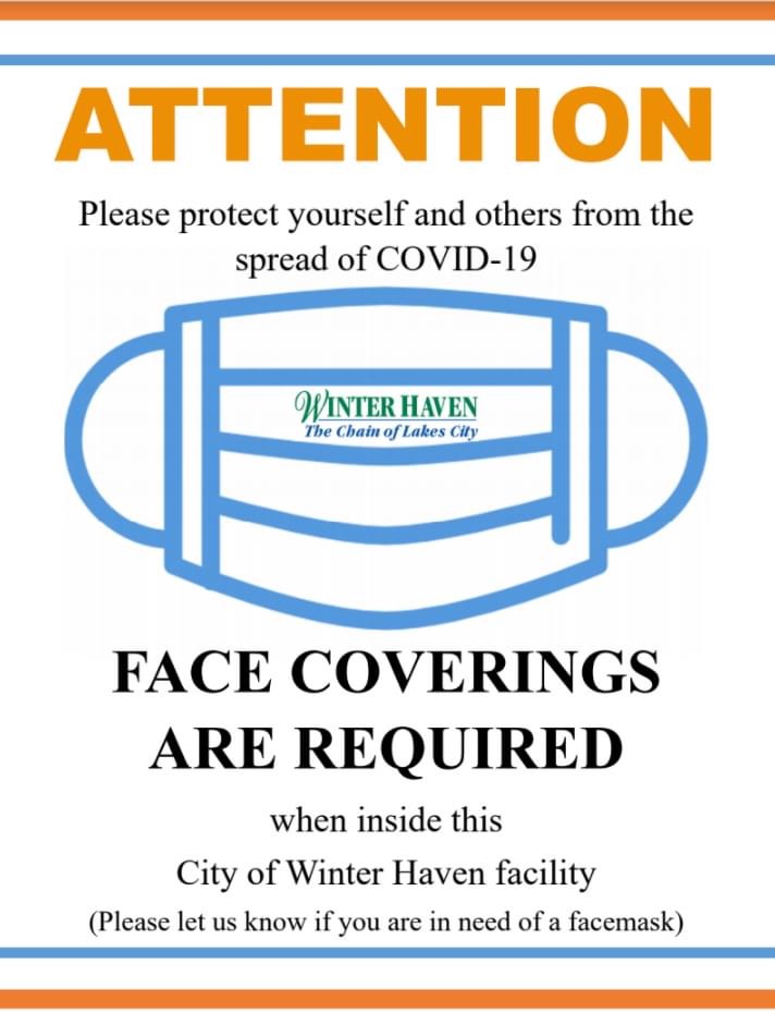 Face Masks Now Required When Entering Any City of Winter Haven Government Facility