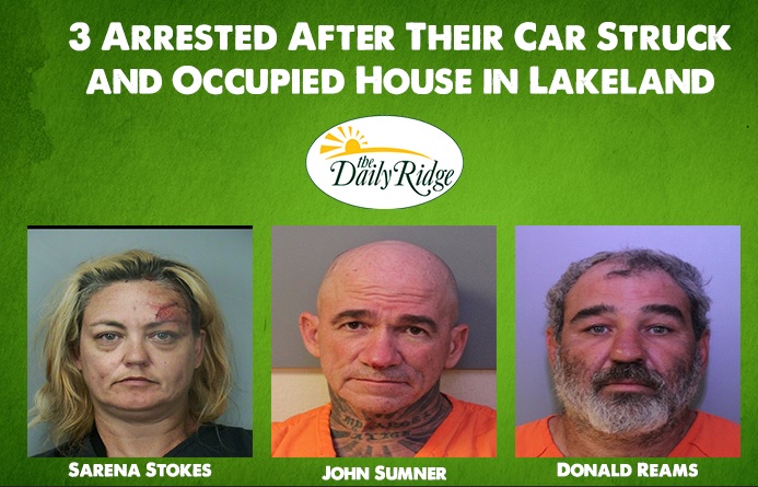 3 Arrested After Their Car Struck and Occupied House in Lakeland