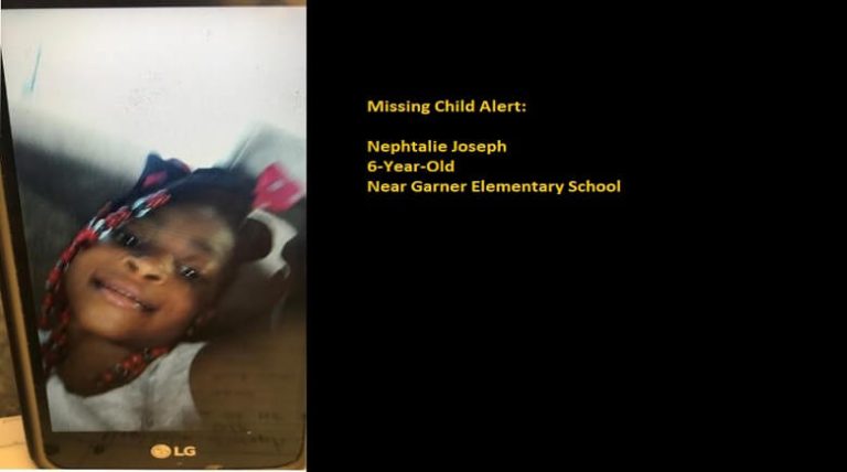 MISSING CHILD ALERT****6-YEAR-OLD GIRL MISSING NEAR GARNER ELEMENTARY SCHOOL