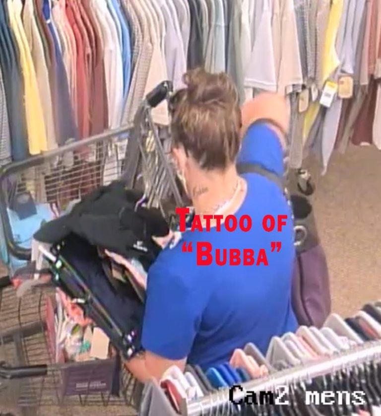 Woman in Scrubs With “Bubba” Tattoo And A Second Individual Fill Bags With Bealls Merchandise and Leave Without Paying