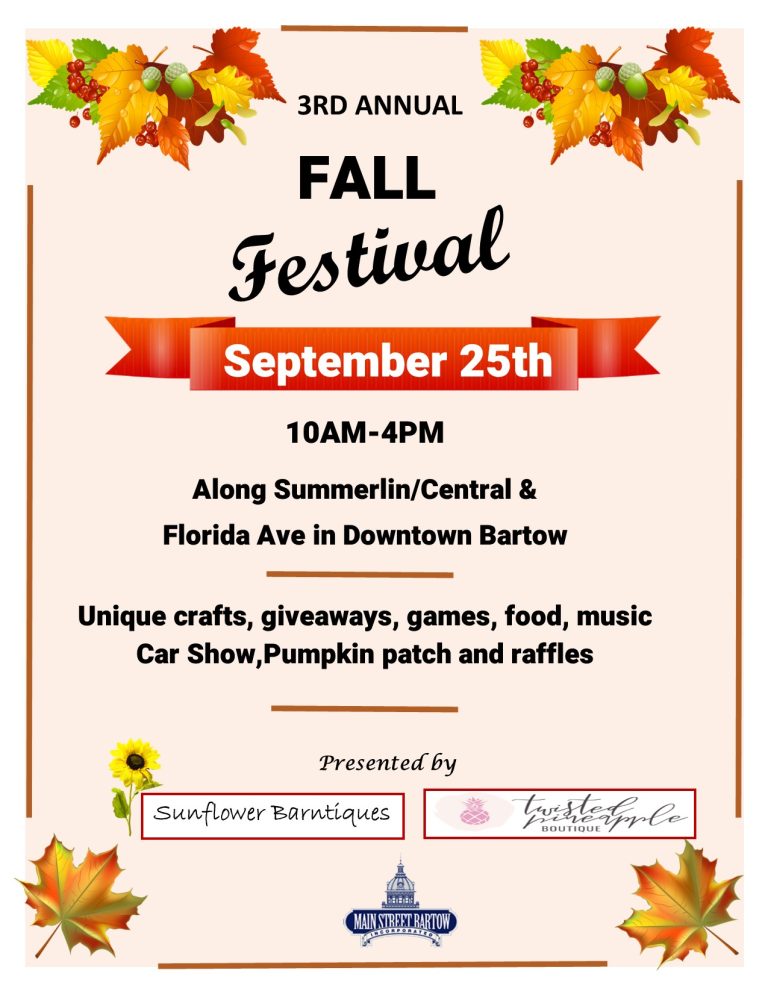 Fall Into Fall with Main Street Bartow Fall Fest on Sep. 25