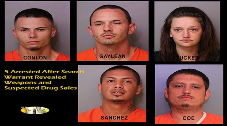 5 People Behind Bars After A Search Warrant Revealed Weapons and Suspected Drug Sales from a Winter Haven Residence