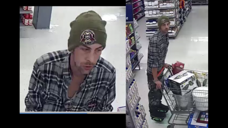 Individual on Hover Shoes Steals TV and Flowers From Walmart