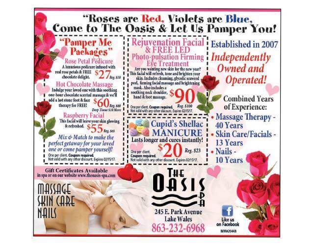 Get Your Last Minute Valentine’s Gifts At The Oasis Spa!!!