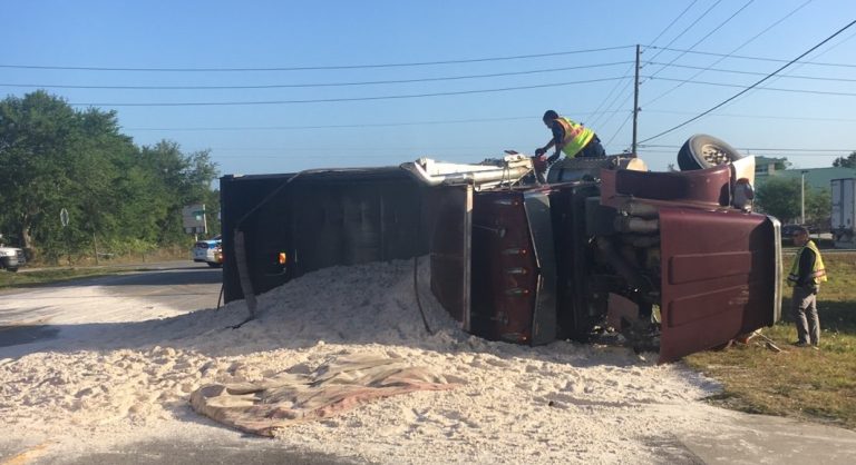 Dump Truck Carrying Sand Overturned on U.S. 17/92