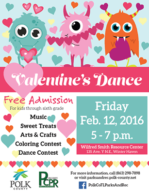 Polk County Parks & Recreation Valentine’s Dance In Winter Haven Feb. 12th