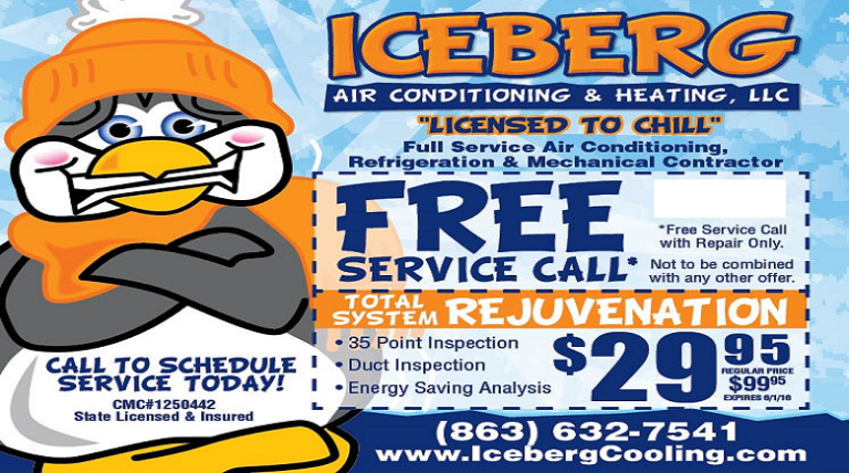 Don’t let your A/C  maintenance go!   You need to get your A/C system checked and cleaned by the professionals at Iceberg Air Conditioning.