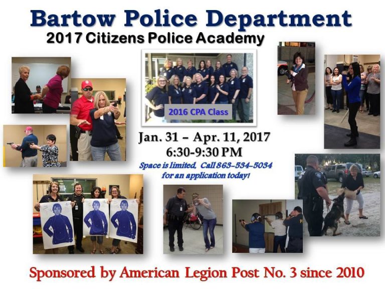 Bartow Police Department is holding 2017 Citizens Police Academy