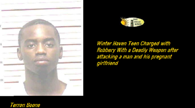 Winter Haven Teen Charged with Robbery With a Deadly Weapon after Attacking a Man and his Pregnant GirlfriendT