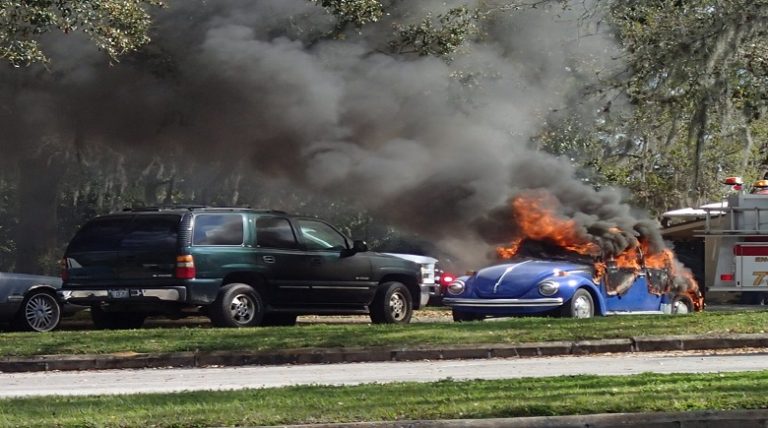 A Volkswagen Beetle Caught Fire At Bok Tower Gardens Friday