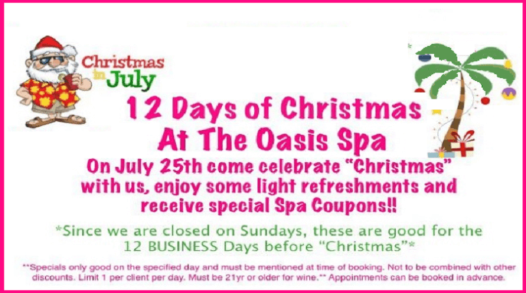 Christmas in July At The Oasis Spa