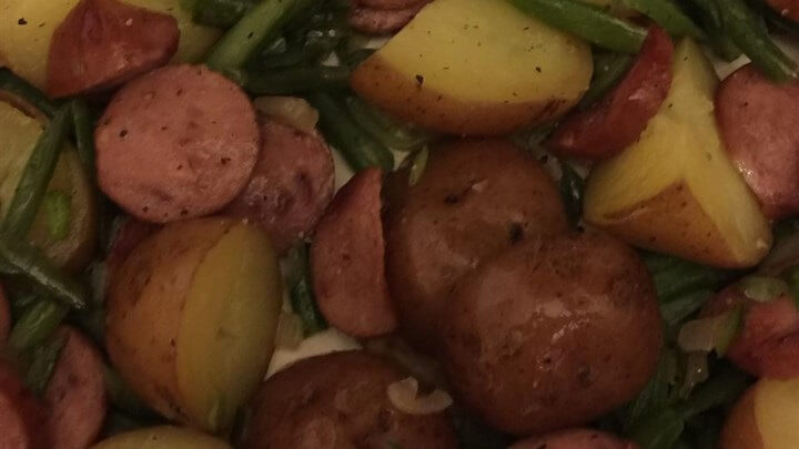 Cooking on The Ridge: Grilled Sausage with Potatoes and Green Beans