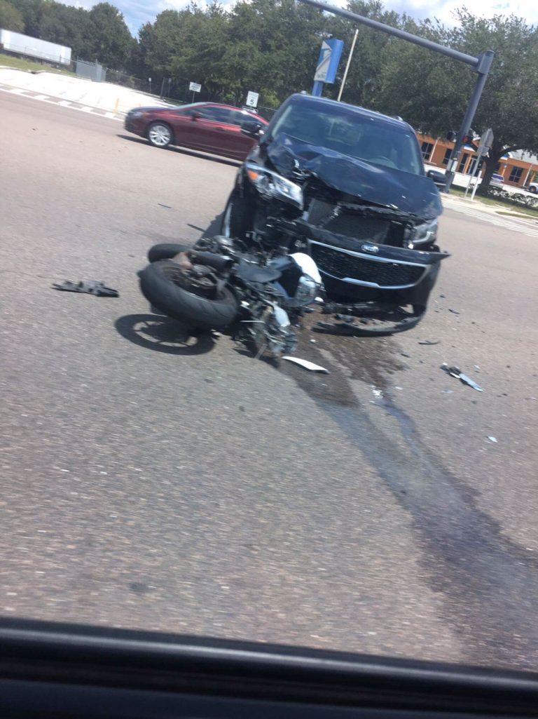 Motorcycle Vs Car Blocking Intersection In Eagle Lake