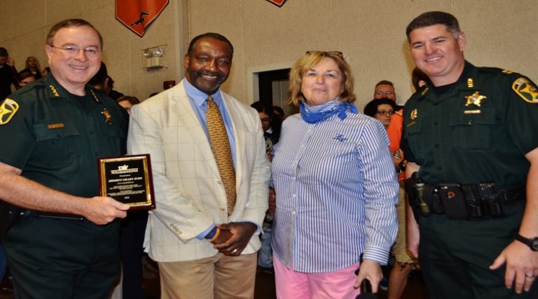 Sheriff Grady Judd presented with a Plaque of Appreciation While Speaking to Lake Wales High School Last Week