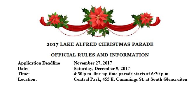 2017 Lake Alfred Christmas Parade December 9 at 6:30 PM