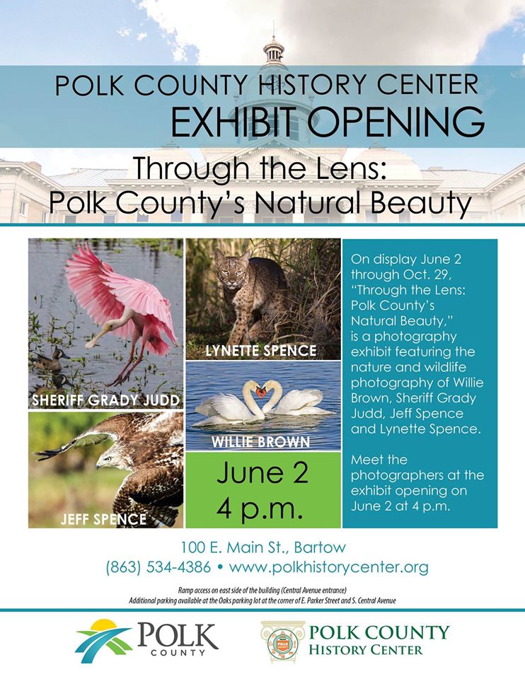 New Nature Photography Exhibit Opening Featuring  Sheriff Judd’s Photography at Polk County History Center