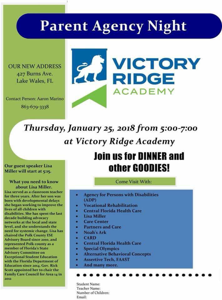 Victory Ridge Academy Hosts Parent Agency Night