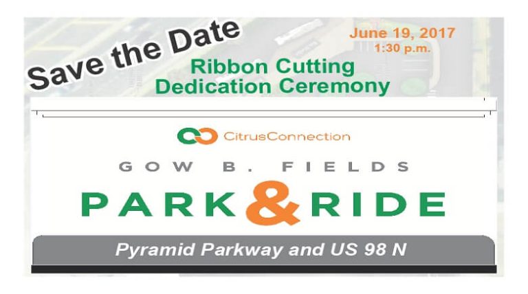 Ribbon Cutting for Gow B. Fields Park and Ride Facility Set For June 19 at 1:30 p.m.