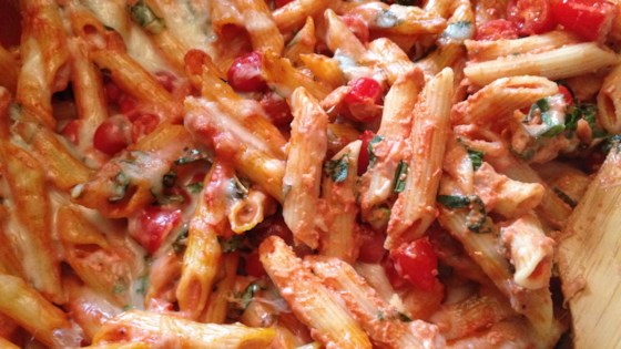 Cooking On The Ridge: Creamy Pasta Bake with Cherry Tomatoes and Basil