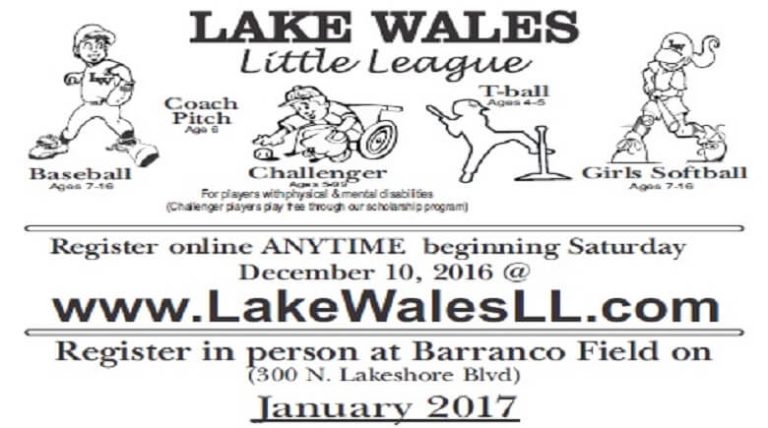 2 Days Left to Register for Lake Wales Little League