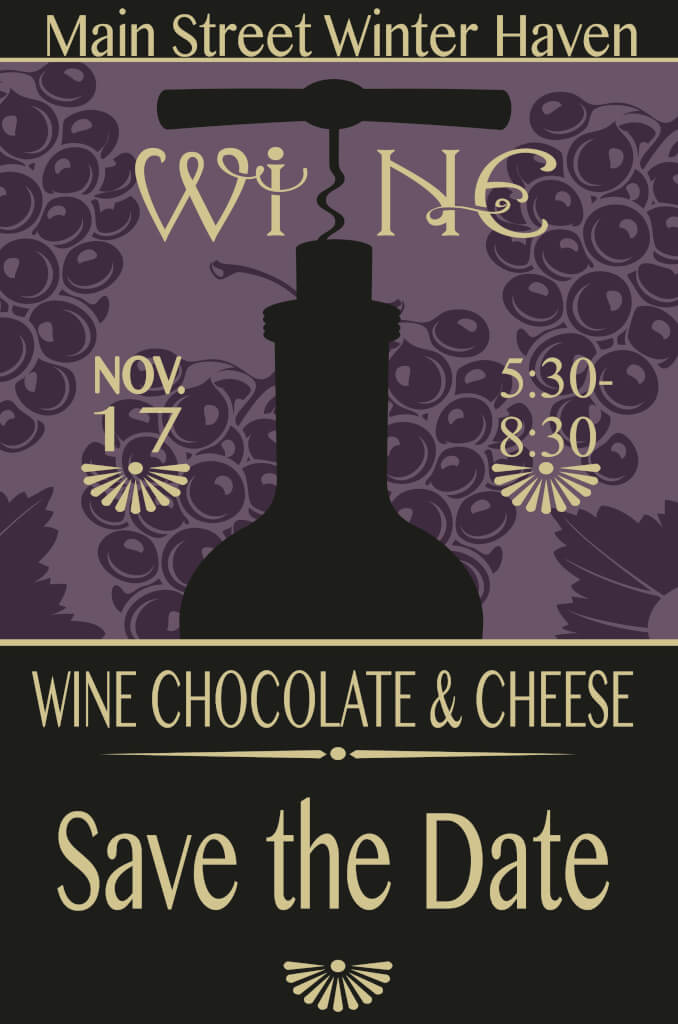 Downtown Winter Haven businesses will host a Wine, Chocolate & Cheese tasting Nov 17th