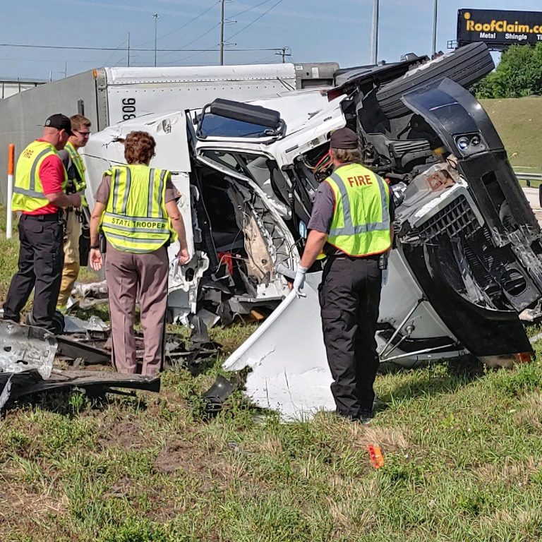 Tractor Trailer Over-Turned On 1-4 Westbound Near Mile Marker 33