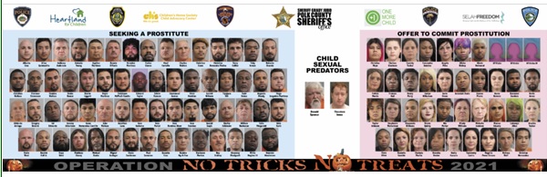 Operation No Tricks No Treats 2021 102 Arrested in 6-Day PCSO Undercover Operation Seeking to Disrupt Human Trafficking