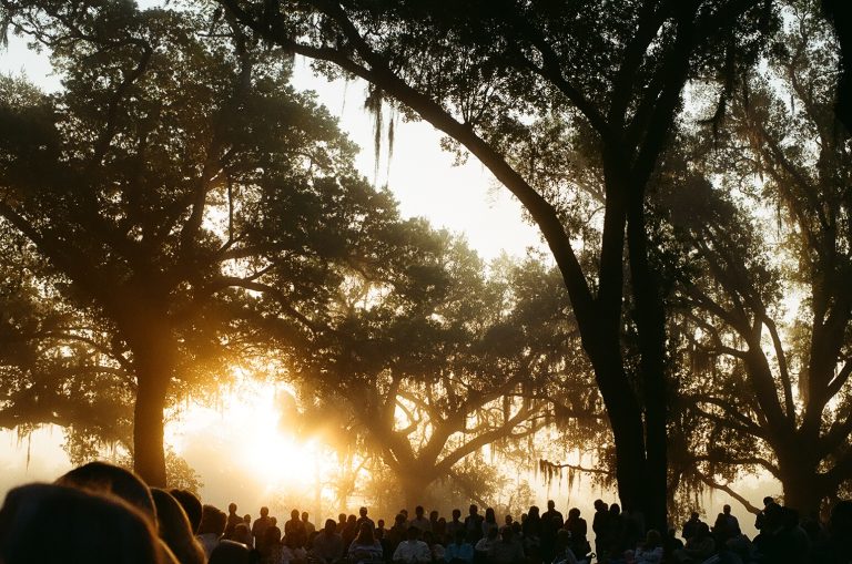 The 90th Annual Easter Sunrise Service at Bok Tower Gardens Sunday, March 27th Under a Canopy of Majestic Oak Trees as the Sun Rises Over Iron Mountain