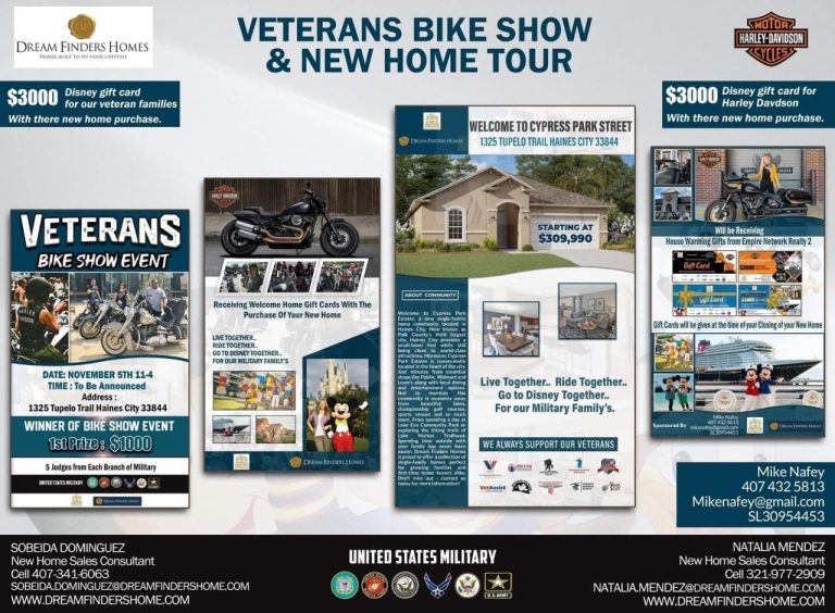 $1,000 Prize To Be Awarded At Veterans Bike Show & New Home Tour On November 5 In Haines City