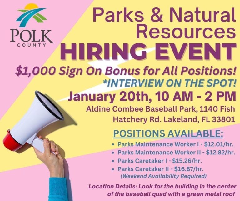 Polk County Parks and Natural Resources Hosting Hiring Event January 20