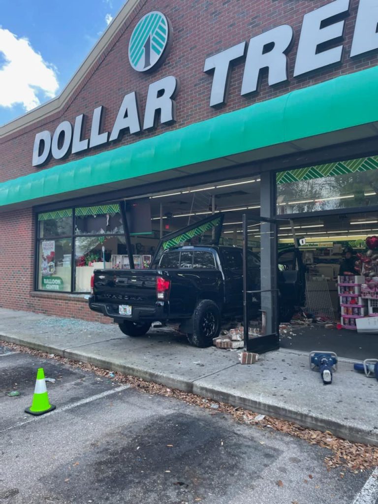 Driver of Truck Crash Front Entrance of Dollar Tree
