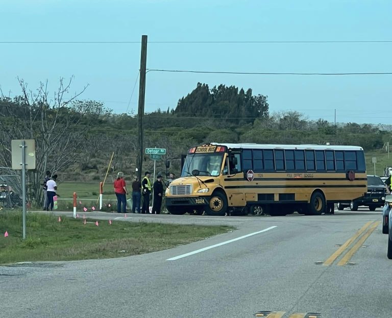 Polk County Deputies On Scene Of School Bus Accident Near Lake Hatchinaha Rd.