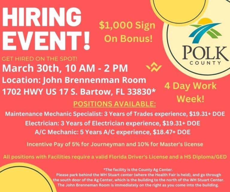 Polk County Hiring Event March 30