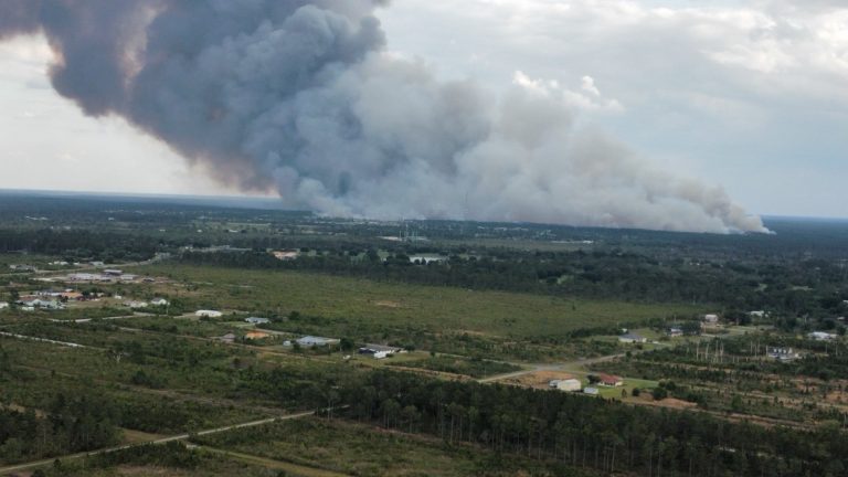 Florida Forest Service Along With Others Fighting Large Wildfire Near River Ranch