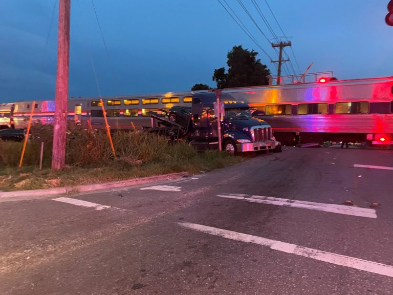 Eight People Injured In Crash Between Semi-Tractor Trailer Pulling Car Hauler & Amtrak Train