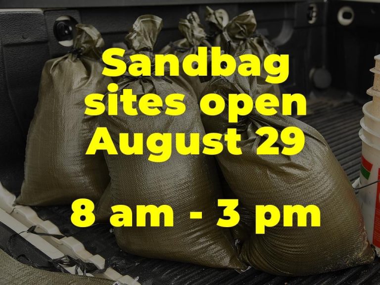 Sandbag Fill Sites Continue August 29 From 8-3