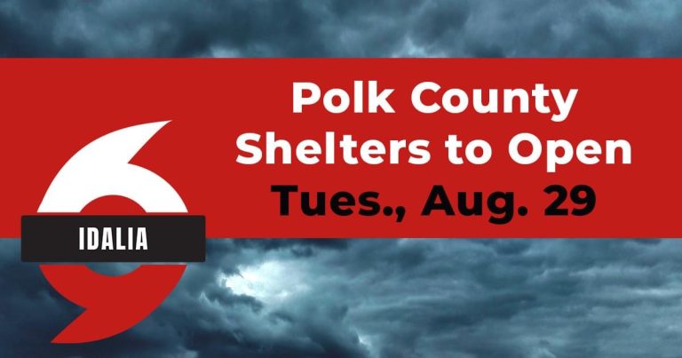 Polk County Shelters To Open Tuesday, August 29 In Preparation For Idalia