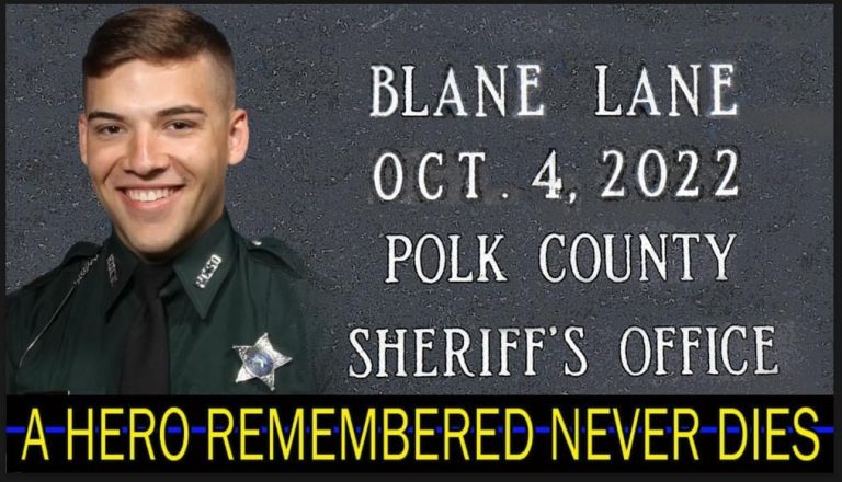 Remembering Deputy Blane Lane: One Year Ago Today 21-Year-Old Deputy Lane Was Fatally Wounded While Acting On A Tip To Arrest Woman On Felony Warrant