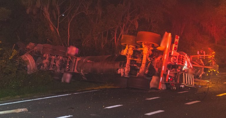 Polk County Fire Rescue Respond to Hwy 60 Motor Vehicle Crash With Tanker Truck