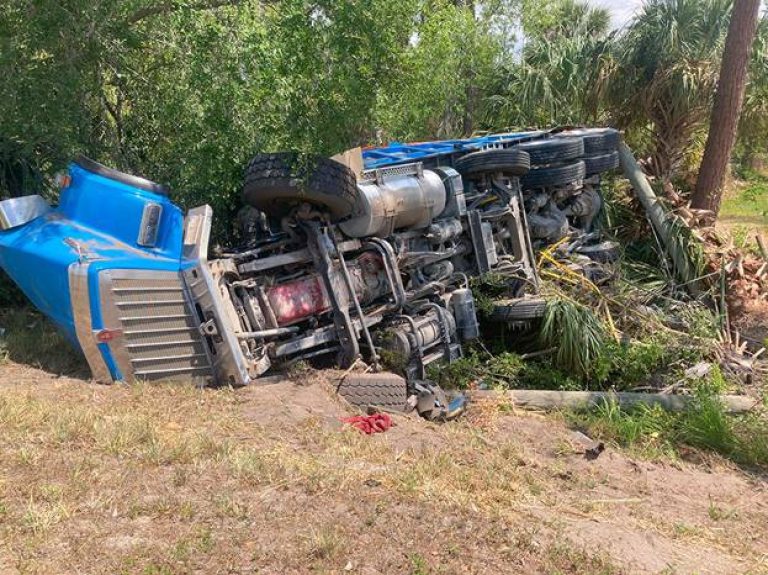 Dump Truck Crash Leads To Brush Fire In Haines City