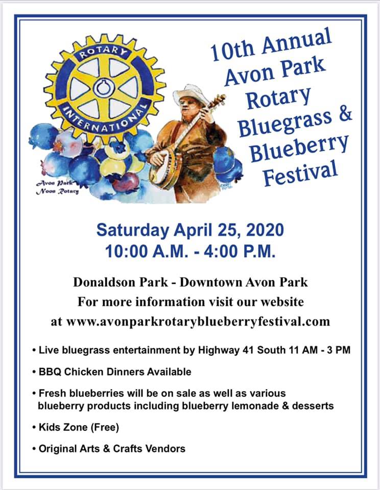 Avon Park Rotary Club Hosting 10th Annual Bluegrass and Blueberry Festival